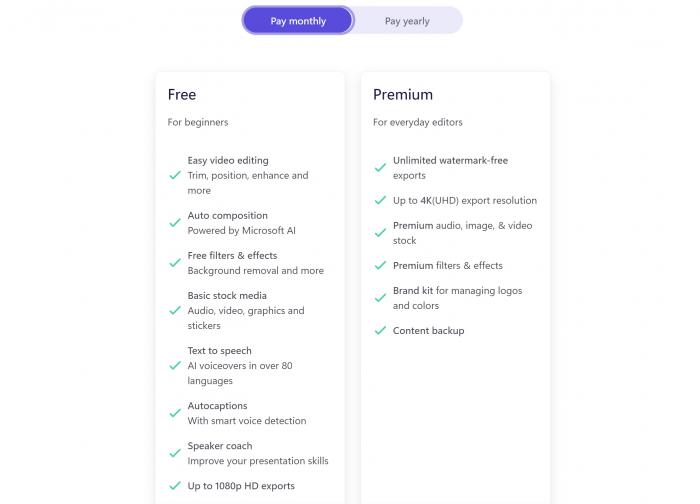 Clipchamp pricing